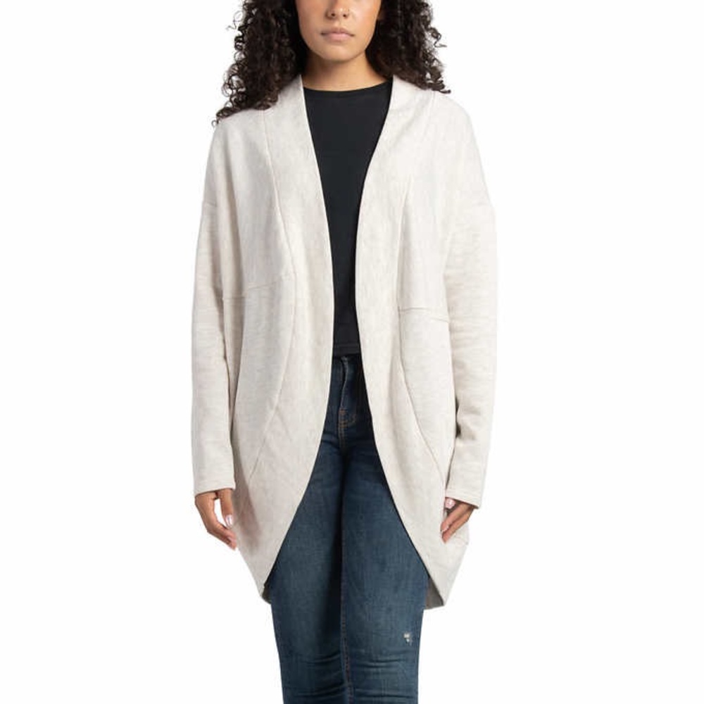 Ecothreads Light Tan Oatmeal Mix Fleece Cardigan